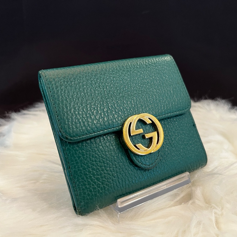 Gucci Emerald Dollar Calf Leather Interlocking Wallet